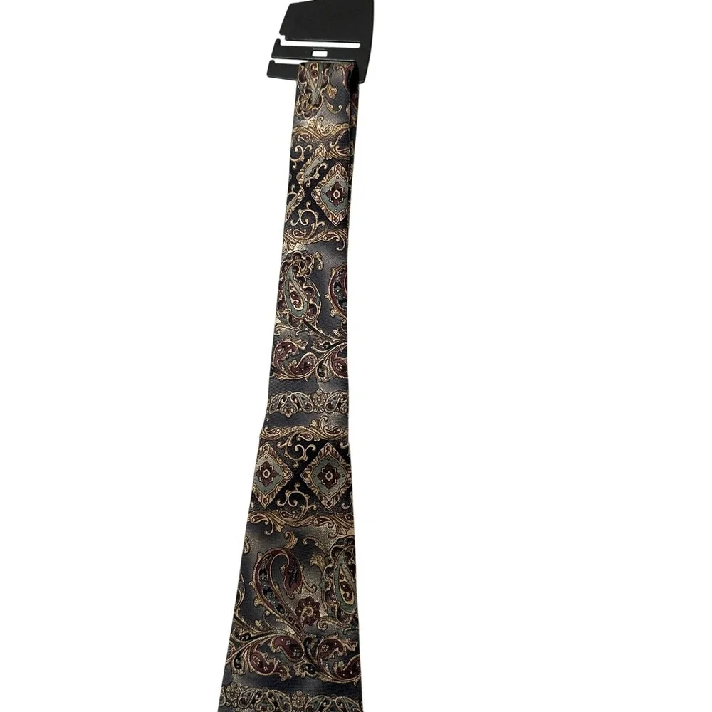 VTG Karl‎ Lagerfeld Silk Paisley Tie 90s Earth Tone Medallion USA Dark Academia